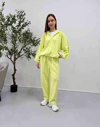 Жіночий стильний повсякденний костюм-двійка, турецька петля бавовна Лайм Одеса