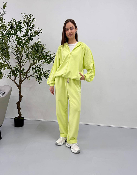 Женский стильный повседневный костюм двойка, турецкая петля хлопок Лайм Одесса - изображение 1