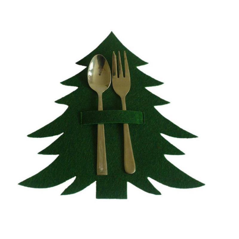 Новогодние конверты для столовых приборов Елочки 4 штуки 20 на 20 см зеленый Киев - изображение 7