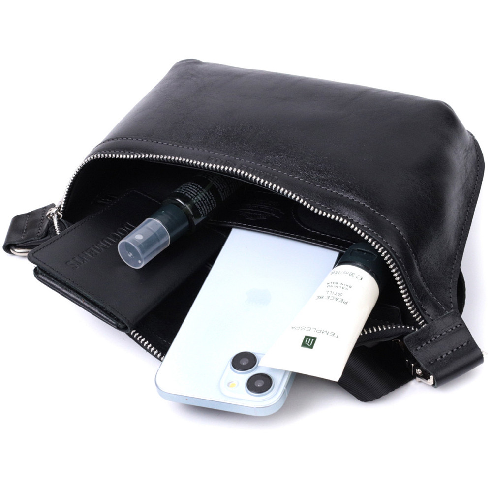 Кожаная бананка унисекс Черный (GRANDE PELLE) Киев - изображение 2