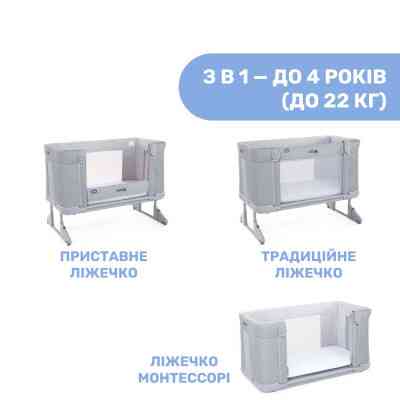 Ліжечко Chicco Next2Me Forever 3 в 1 Сіре (79650.61) Вінниця