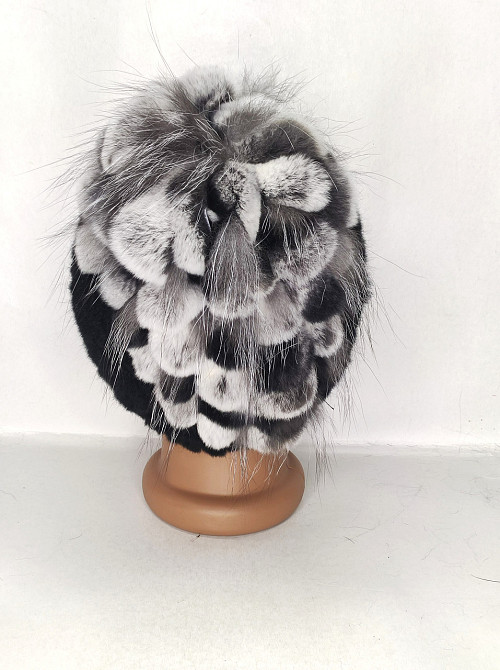 Меховая шапка женская водопад Rex Кристина Черный Харьков - изображение 7