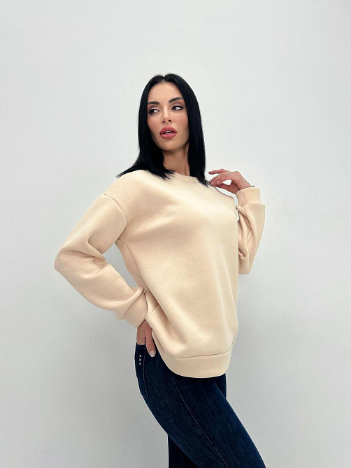 Жіночий теплий батник "Wear" Турція оптом | Норма і батал Бежевий, 46-48 Київ - фото 2