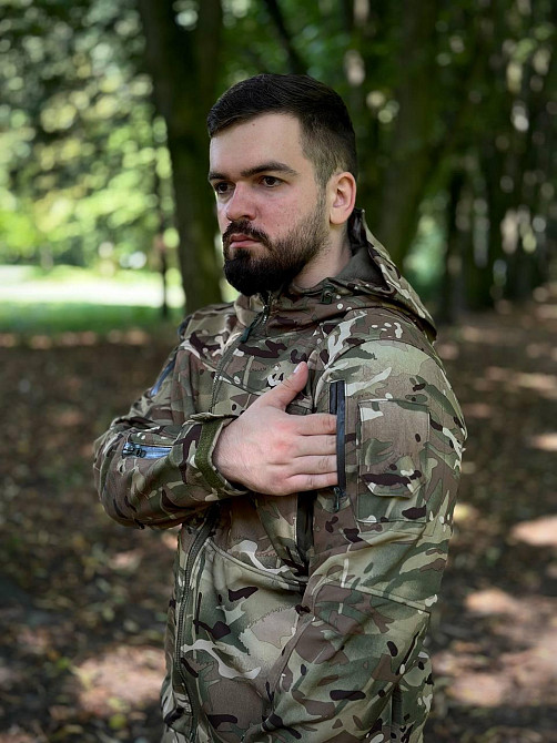 Армійська чоловіча демісезонна куртка мультикам Soft Shell, військова куртка софтшел з капюшоном Львів - фото 3