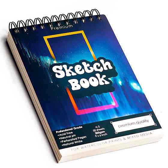 Скетчбук з акварельного паперу А5 200 г\м2 для скетчинга для малювання, альбом 50 аркушів Кам'янець-Подільський