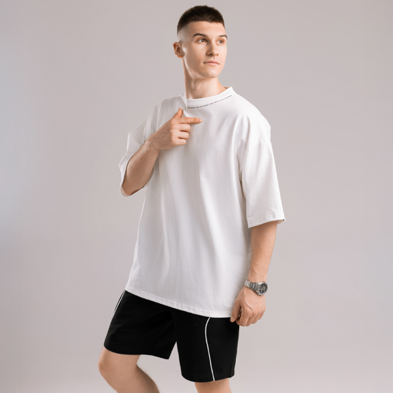 Молочна футболка. Футболка оверсайз чоловіча. Базова футболка Pobedov Onyx Київ