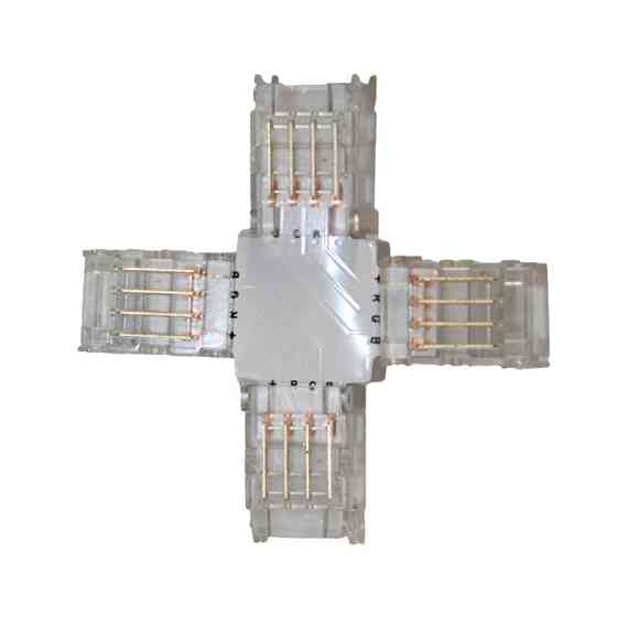 Коннектор X-образный 10 мм лента-лента RGB IP20, прозрачный Днепр