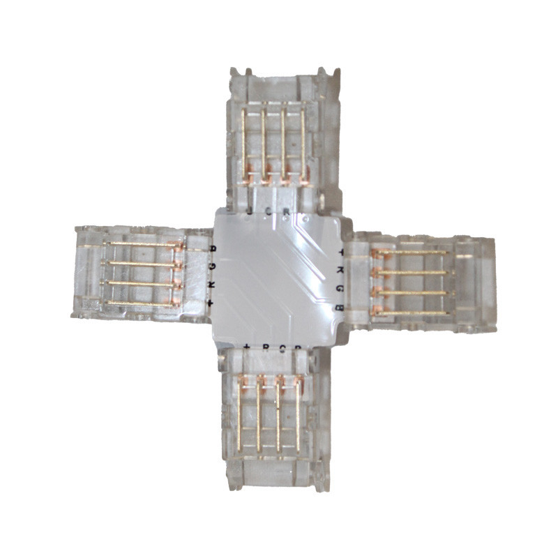 Коннектор X-образный 10 мм лента-лента RGB IP20, прозрачный Днепр - изображение 1