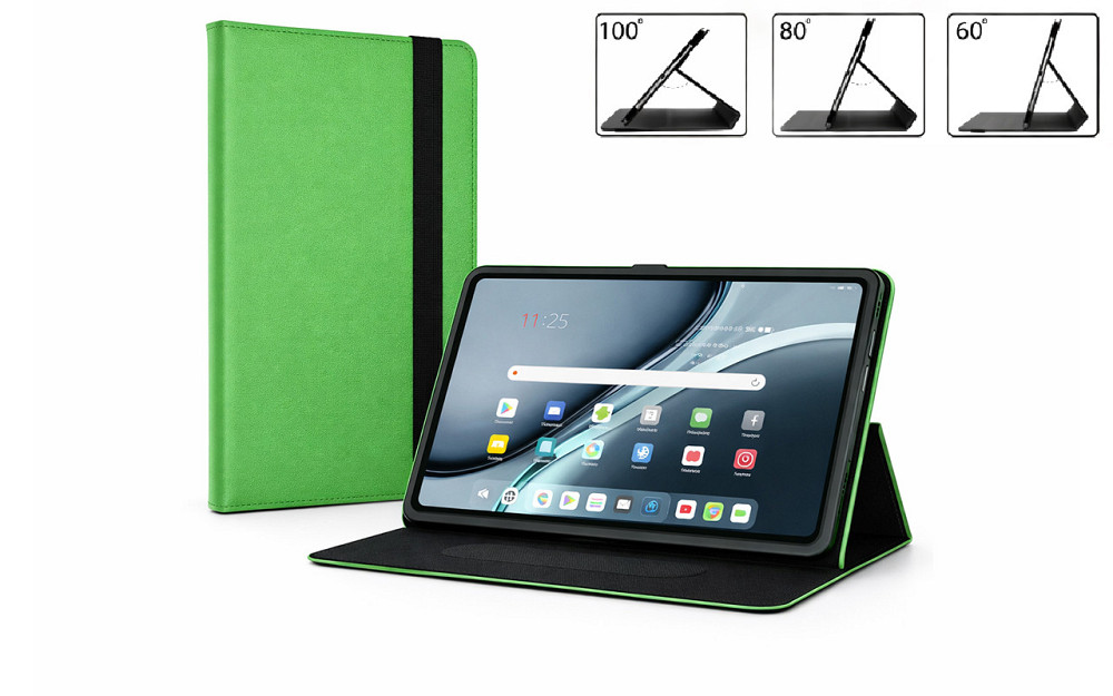 Чехол-книжка PlastGuard для Doogee T10 Plus, T10 Pro  – эко-кожа, рамочная фиксация планшета, цвет Черный Зелёный Киев - изображение 1
