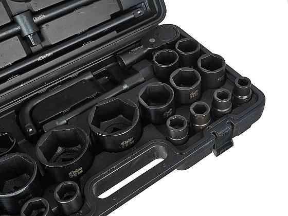 Набір ударних торцевих головок "Keltin" [к-т 26шт]: (3/4" 12-гранні 17-50мм ), (3/4" 6-гранна 36мм, 1" 6-гранні 55-65мм)+аксу Стрий