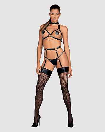 Портупея на груди Obsessive A740 harness black O/S, штучна шкіра Sex Aura Київ