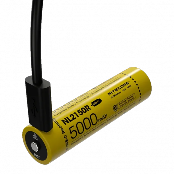Акумулятор 21700 Li-Ion Nitecore NL2150R 5000mAh із зарядкою через USB-C (Жовтий) Київ