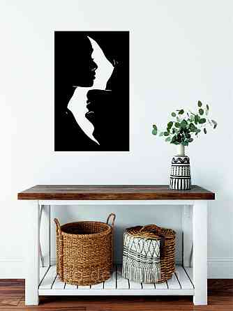 Декоративне настінне 3D Панно «Силует пари», Декор на стіну з об'ємом 110*68 см, Чорний Київ