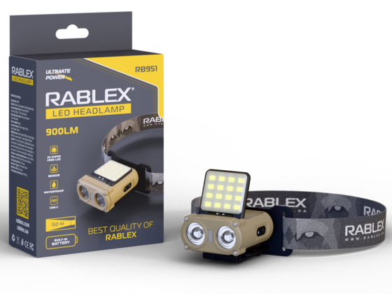 Налобний ліхтар Rablex RB951, червоний+білий світло, 2хXPL+16хCOB+1хRED COB, акум, Type-C Дніпро