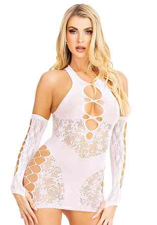 Мини-платье Leg Avenue Mini dress and matching gloves White One Size Sex Aura Киев