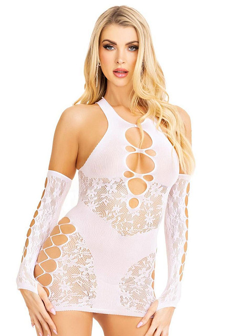 Мінісукня Leg Avenue Mini dress and matching gloves White One Size Sex Aura Київ - фото 1