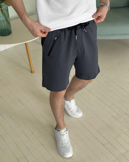 Лёгкие однотонные летние мужские шорты тёмно-серые Pobedov Griz Киев - изображение 5