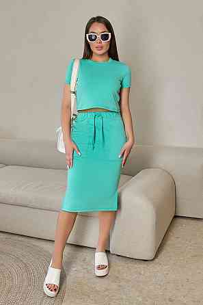 Жіночий літній костюм зі спідницею міді "Sunstyle" оптом | Норма і батал Київ