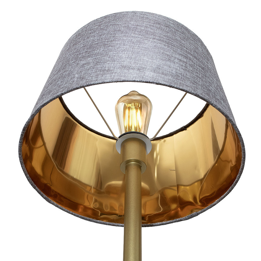 Торшер MSK Electric с серым плафоном из ткани под лампу  Е27 с золотым основанием NL 3621 GD+GR Одесса - изображение 5