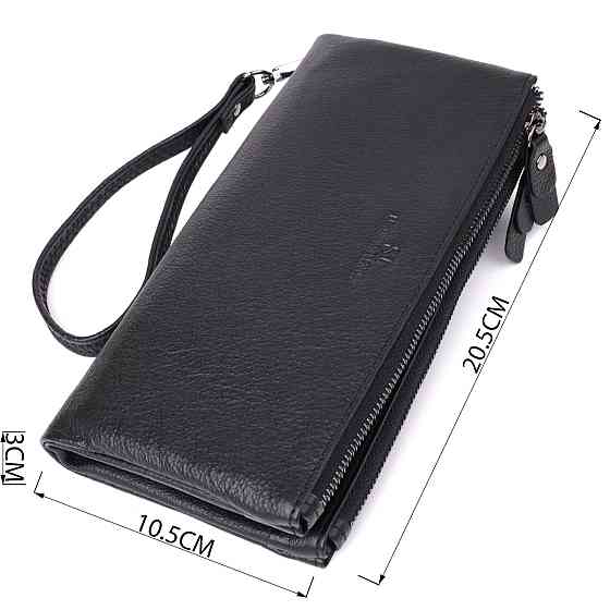 Практичний шкіряний гаманець на три відділення ST Leather 23111 Чорний Київ