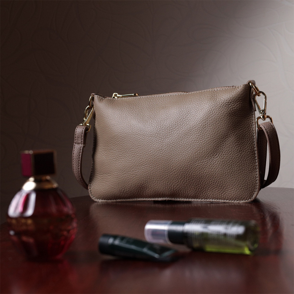 Женская сумка-клатч с двумя ремнями из натуральной кожи Vintage 22643 Бежевая Киев - изображение 9