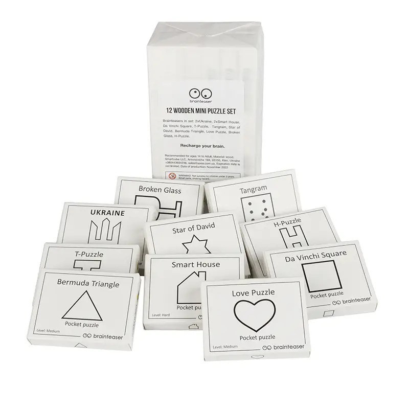 Набір дерев'яних головоломок "Wooden mini puzzle set" Заморочка 12en Вінниця - фото 1
