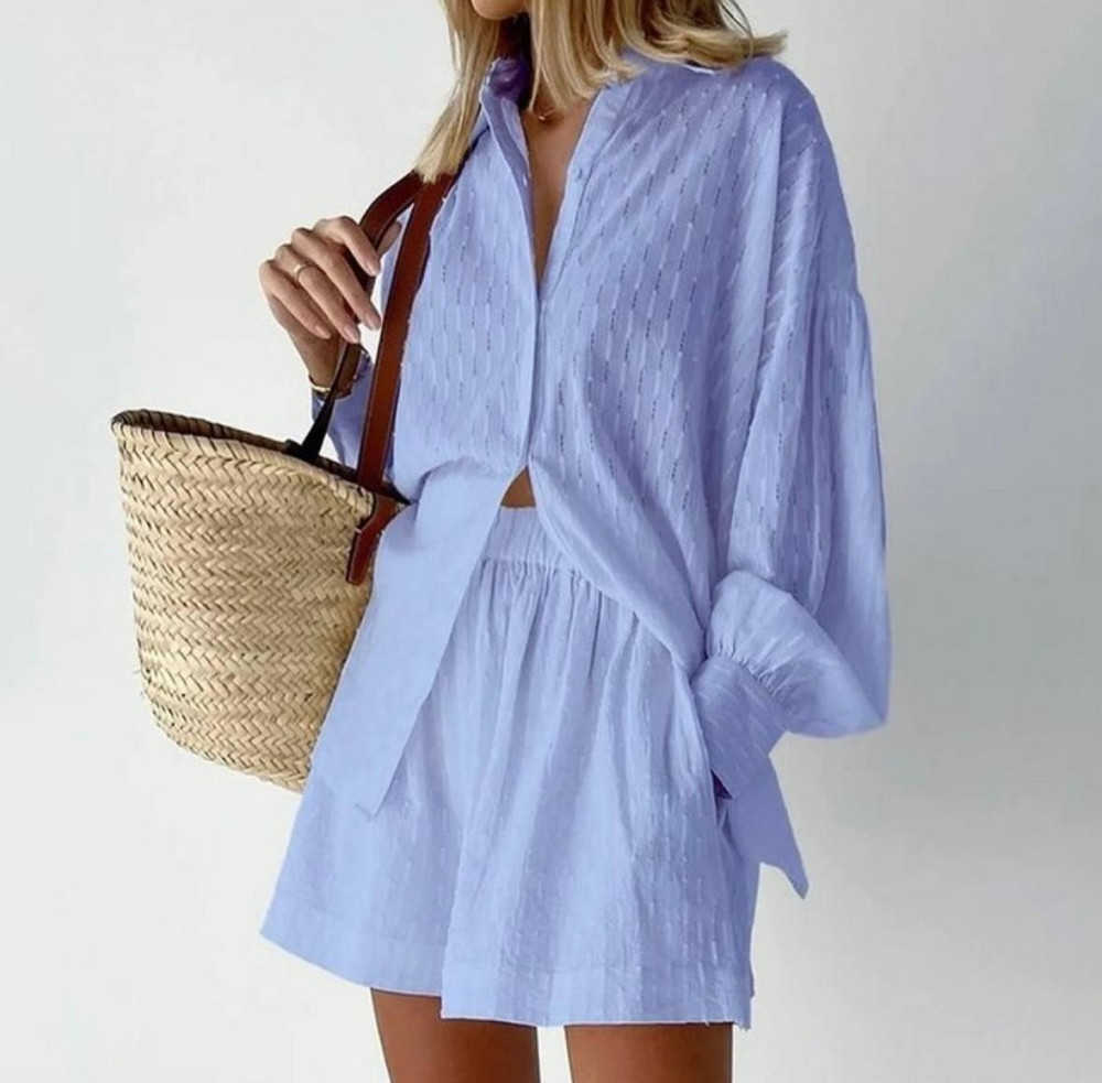 Женский летний костюм с шортами Голубой S Харьков - изображение 1