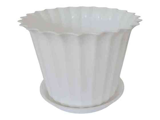 Горщик для квітів поліпропілен 0,65л білий Астра 15 з підставкою 11,5см d=14,5см арт.A15/3 ТМ ММ-ПЛАСТ Київ