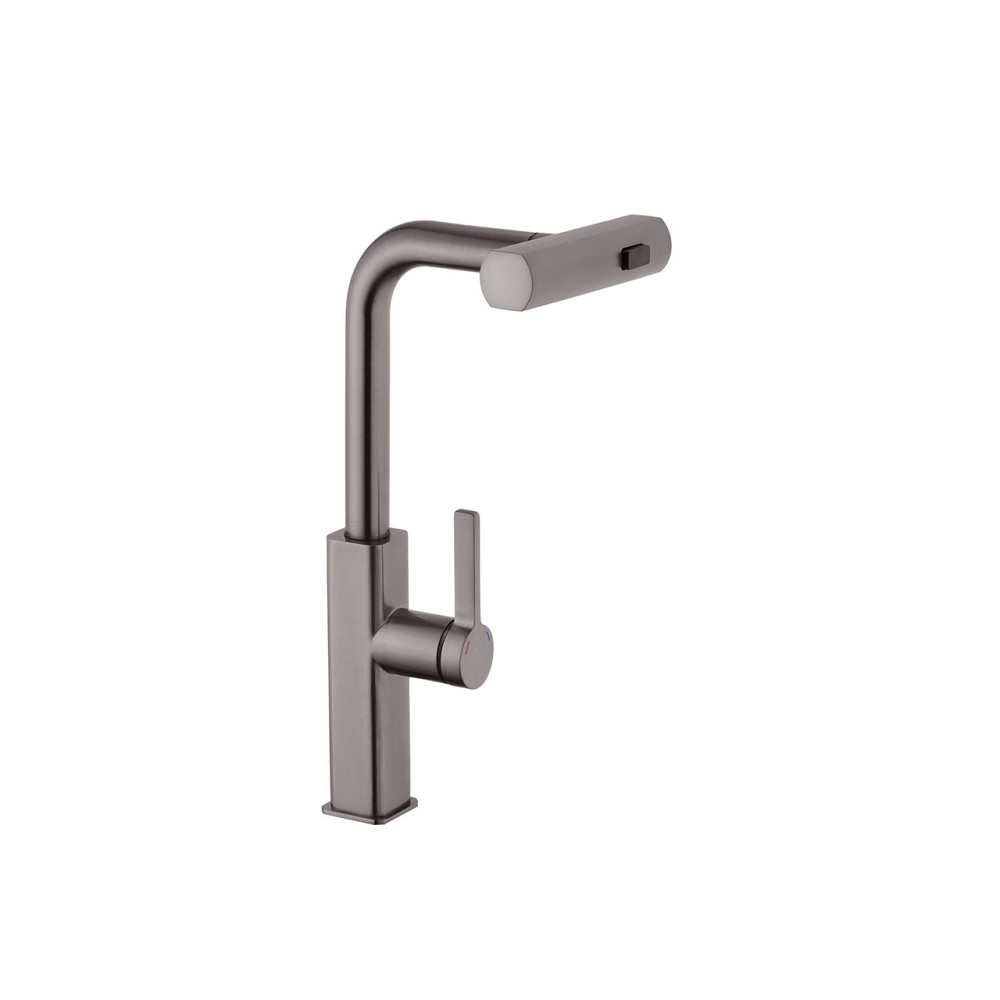 Змішувач для кухні з висувним виливом Kroner KRP Edelstahl Klassisch - PVD03918 графит Київ - фото 1