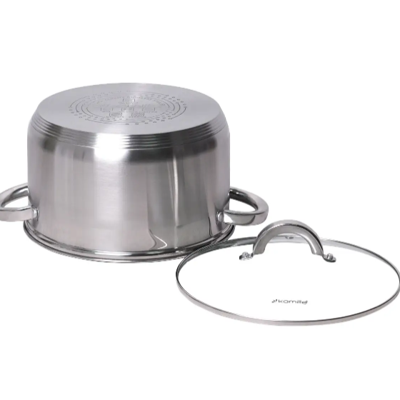 Каструля нержавіюча сталь 6,5л з кришкою порожнисті ручки 5624S KAMILLE Житомир - фото 3