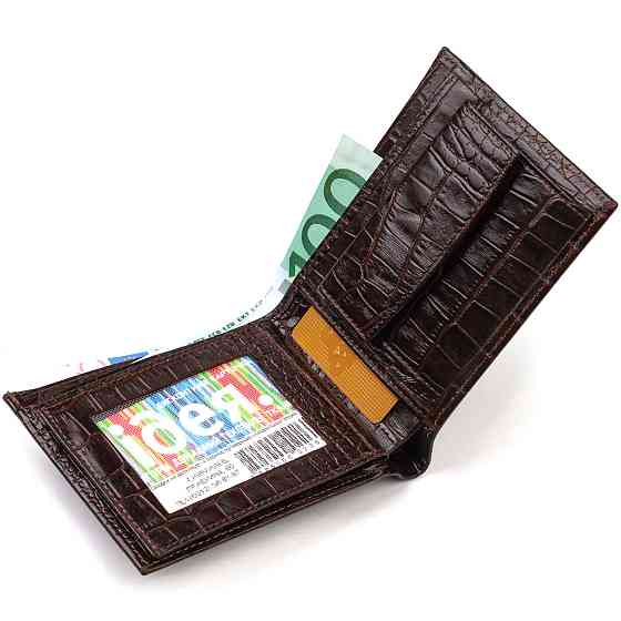 Горизонтальный мужской бумажник среднего размера из натуральной кожи с тиснением под крокодила CANPELLINI Киев