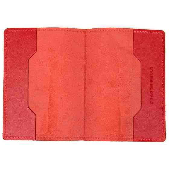 Яскрава обкладинка на паспорт з натуральної шкіри GRANDE PELLE 11484 Червоний Київ