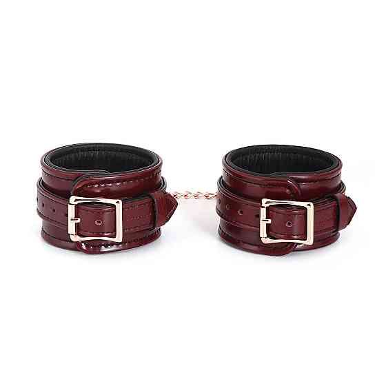 Шкіряні поножі Liebe Seele Wine Red Ankle Cuffs, знімний ланцюжок-кріплення Sex Aura Київ