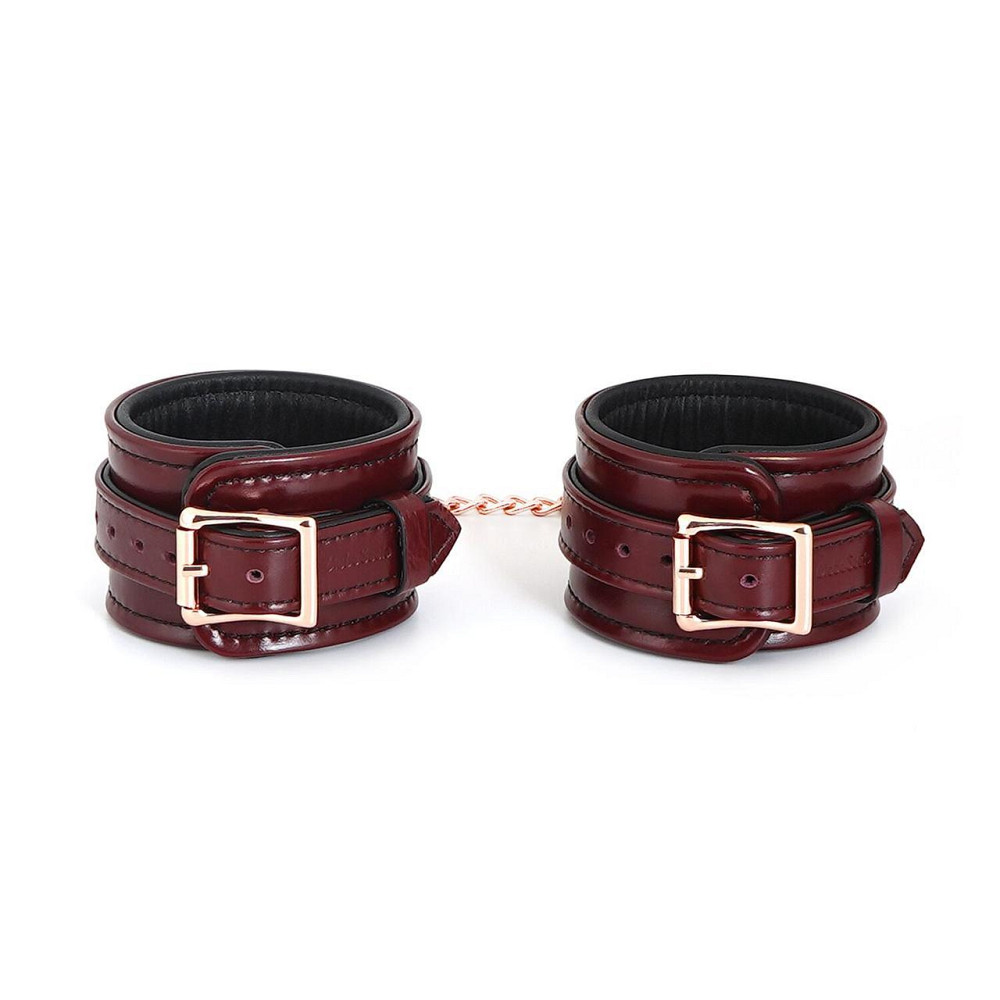 Шкіряні поножі Liebe Seele Wine Red Ankle Cuffs, знімний ланцюжок-кріплення Sex Aura Київ - фото 1