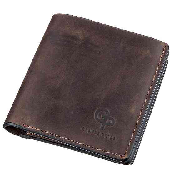 Стильное портмоне унисекс с накладной монетницей GRANDE PELLE 11223 Коричневое Киев