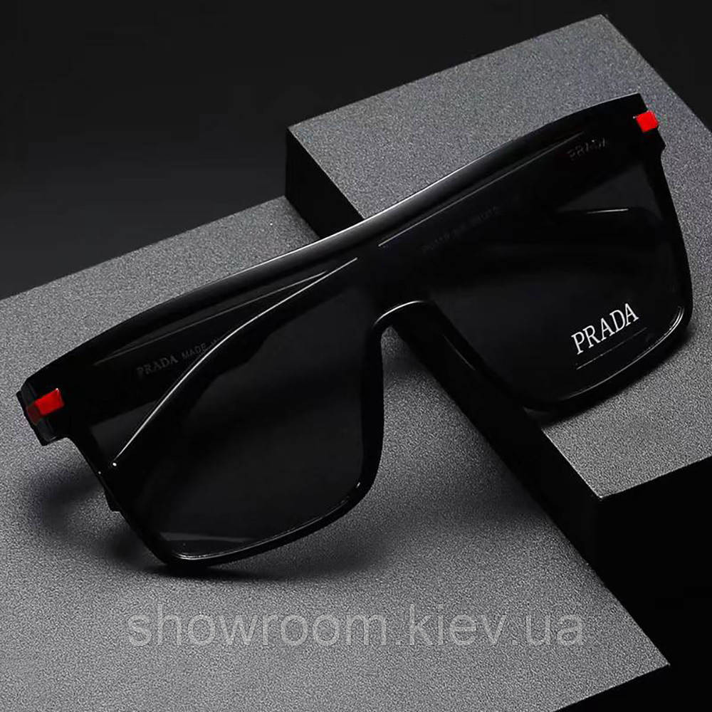 Чоловічі сонцезахисні окуляри маска Pr 0110 black Київ - фото 3