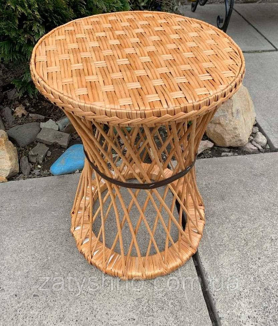 Високий плетений стіл круглий Київ - фото 8