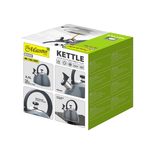 Чайник 2,5л металевий MR-1302-GREY Basic Maestro Житомир