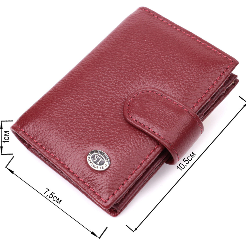 Практична візитниця з натуральної шкіри Бордовий (ST Leather) Київ - фото 7