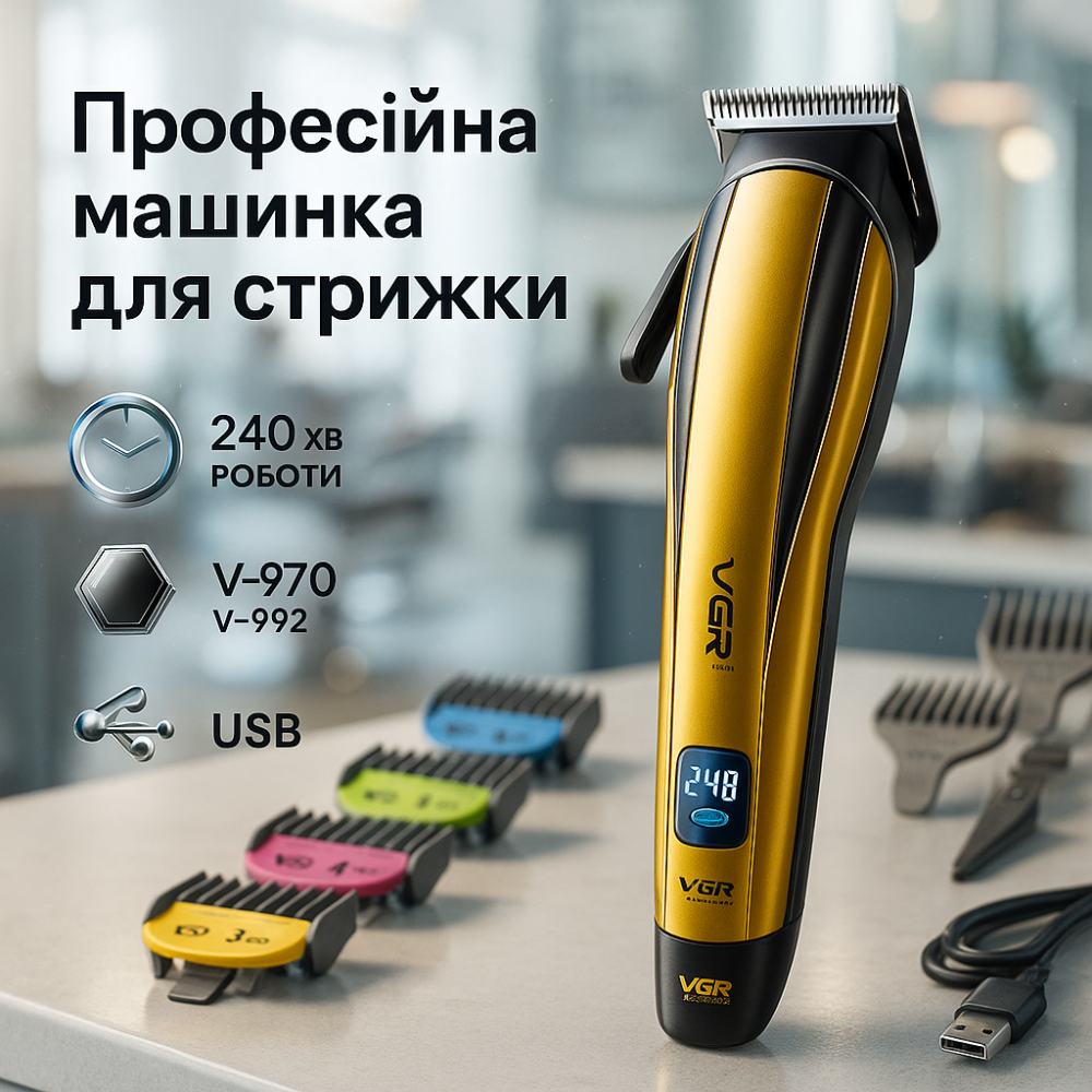 Профессиональная аккумуляторная машинка Аккумулятор VGR, Машинка для стрижки посеченных волос OE-63 Львов - изображение 13