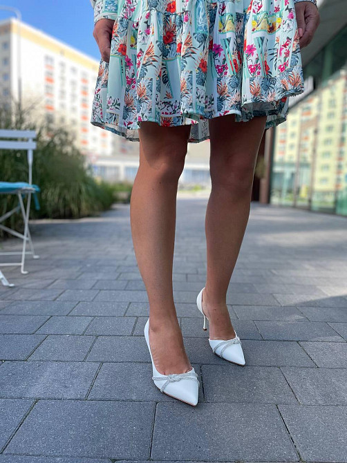 Comer Ошатні жіночі туфлі зі штучної шкіри білі AX-116 на тонких підборах 8 см. р. 37-39 (5461) Коломыя - изображение 6