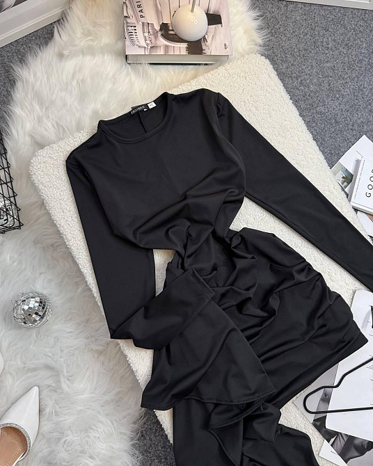 Жіноча святкова сукня міні зі шлейфом мікродайвінг Чорний, 46/48 Одеса - фото 5