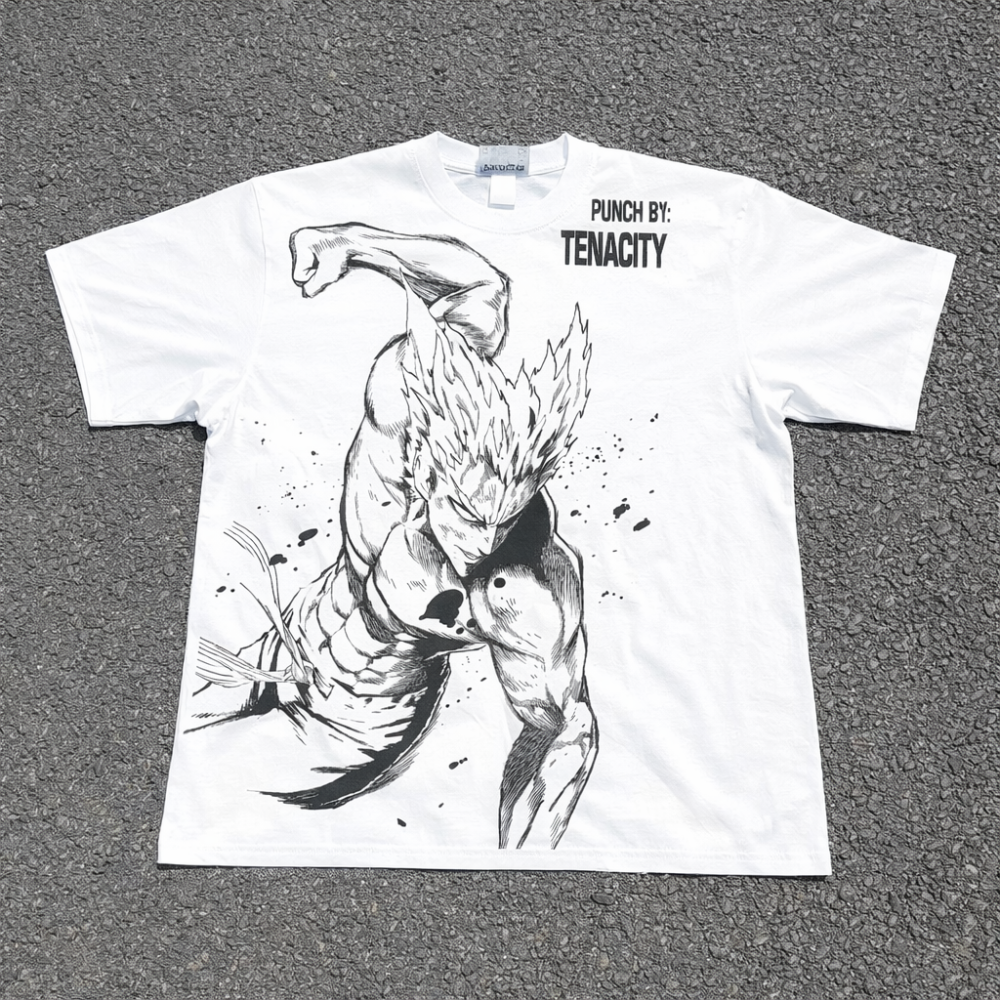 Футболка чоловіча з принтом аніме Людина-один удар Гароу Херо Хунтер оверсайз (S/M/L) Білий Дніпро - фото 1