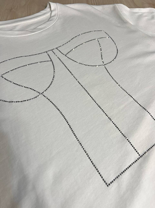 Футболка жіноча A-N 0098 з камінням імітація корсету оверсайз, білий, one size Київ - фото 12