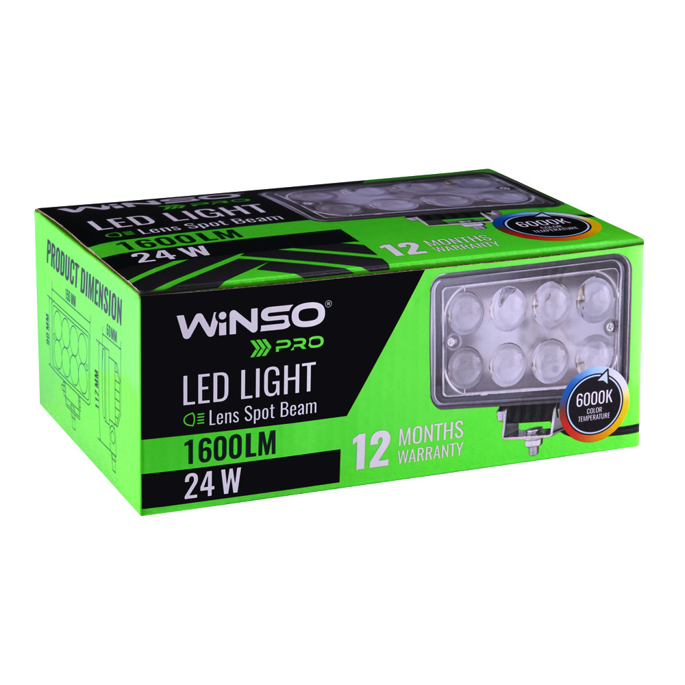 Фара светодиодная Winso Pro Epistar 4D точечный 10-30V, 24W (8x3W), 1шт Львов - изображение 2