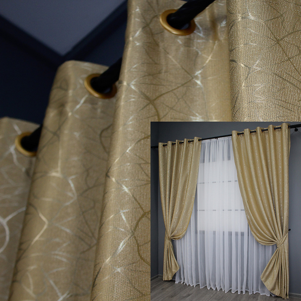 Комплект штор на люверсах VR-Textil Льон Савана № 982ш Бежевий 150х250 см 2 шт (37-0099) Київ - фото 1