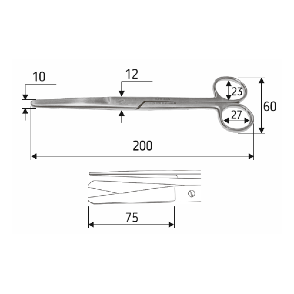 Ножиці хірургічні 20см, тупий/ тупий/прямі, J-22-008 Дніпро - фото 2