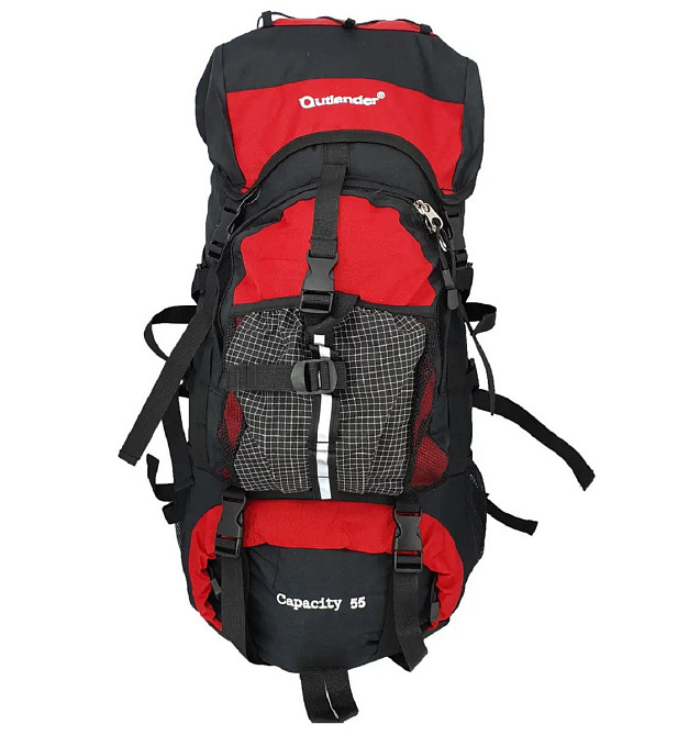 Рюкзак туристичний KAIMAN 55 л чорно-червоний Київ - фото 2