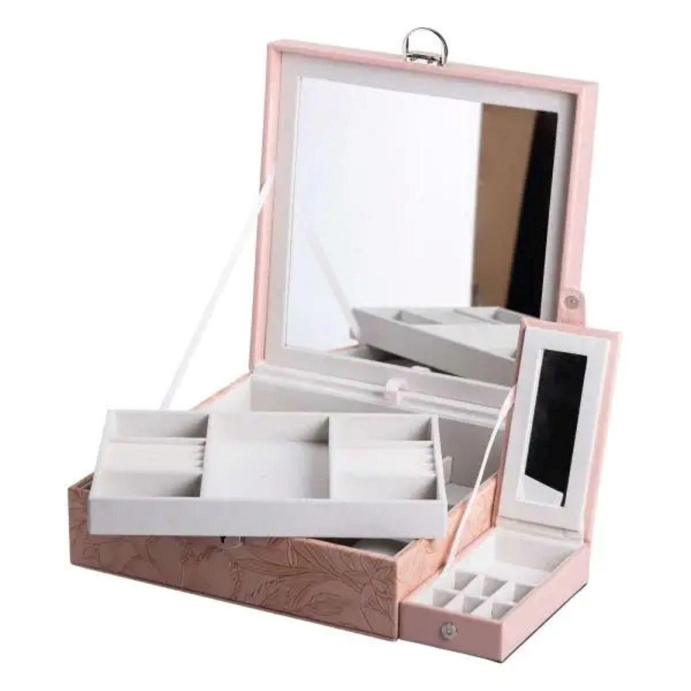 Двоярусна шкатулка для прикрас з еко-шкіри з замком Київ - фото 1