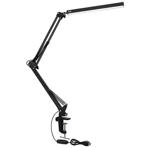 Універсальна настільна LED-лампа на струбцині, 10 Вт, USB, поворотна конструкція 2 коліна, чорна Київ